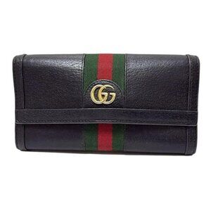 GUCCI Ophidia 523153 Black Dark Green Red Leather - Long Wallet